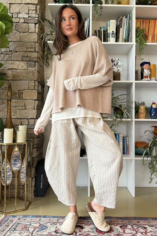 Essential Cashmere Blend Sheer Layering Top Ecru 